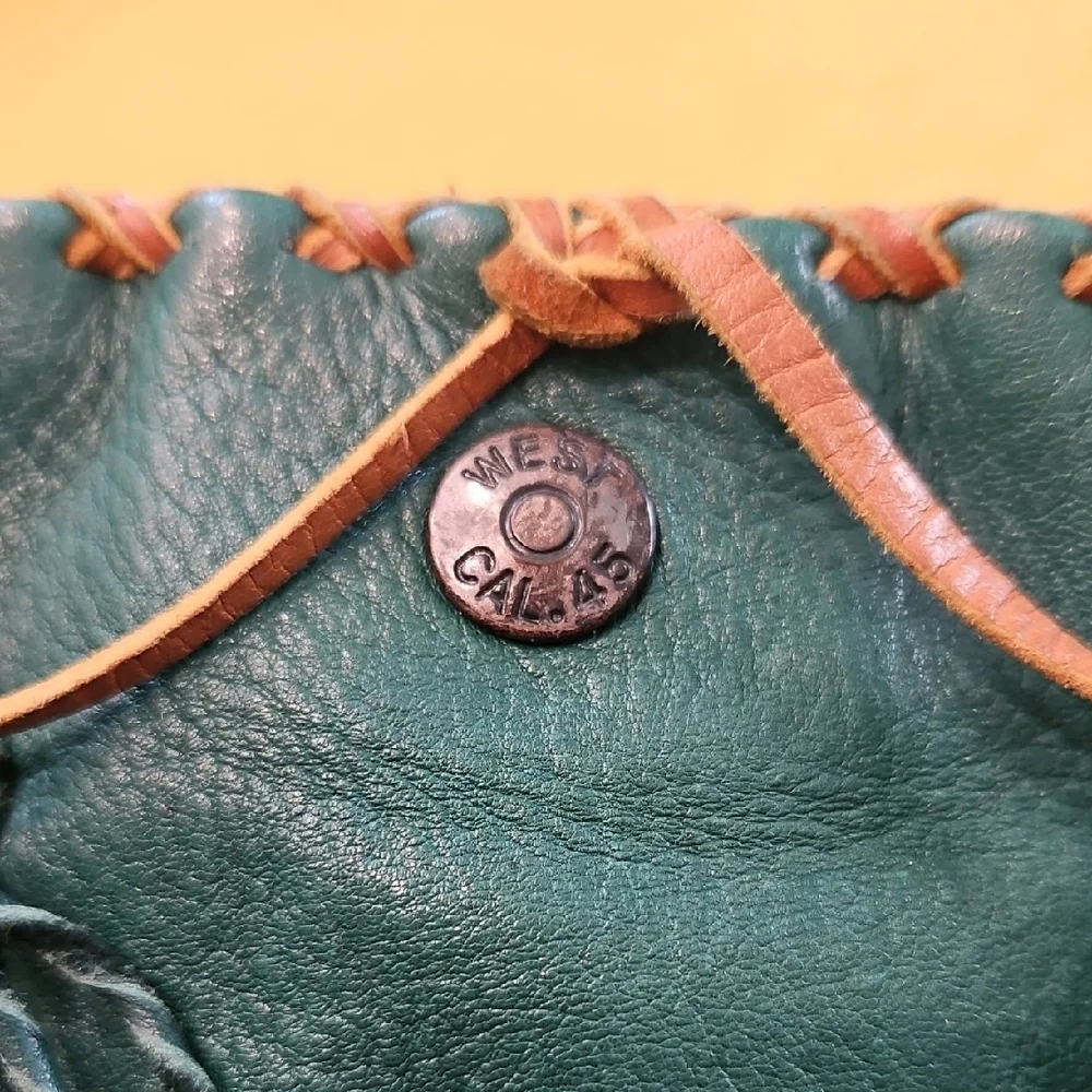 Handmade Leather Crossbody Purse- Boho Fringe & Braid Design - Forest Green
